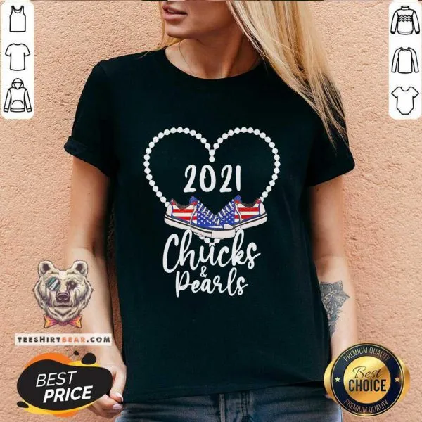 Arrogant Kamala Harris Chucks And Pearls 2021 Converse American Flag Shirt - Image 3