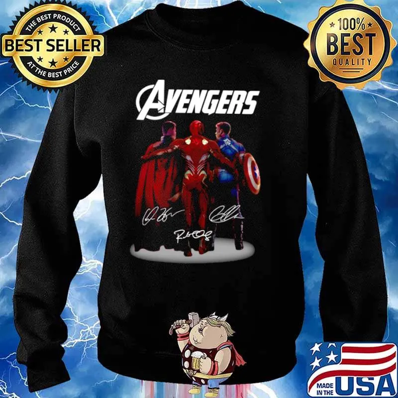 Avengers Thor Iron Man Captain America signatures s Sweater