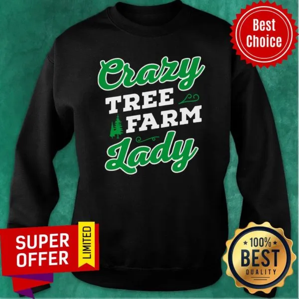 Awesome Crazy Tree Farm Lady Christmas Tree Merry Xmas Shirt - Image 4