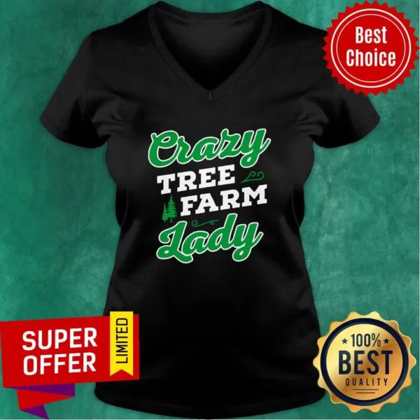 Awesome Crazy Tree Farm Lady Christmas Tree Merry Xmas Shirt - Image 2