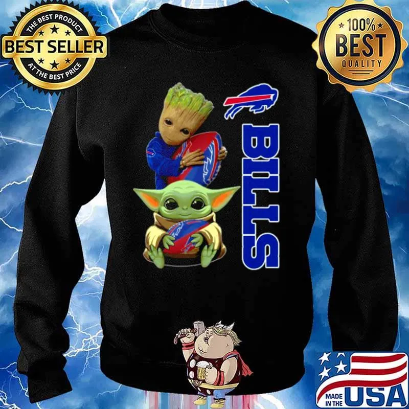 Baby Yoda And Groot Hug Rugby Buffalo Bills 2021 Shirt Sweater