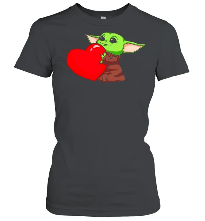 Baby Yoda Cute Hug Heart Happy Valentine 2021 shirt - Image 2