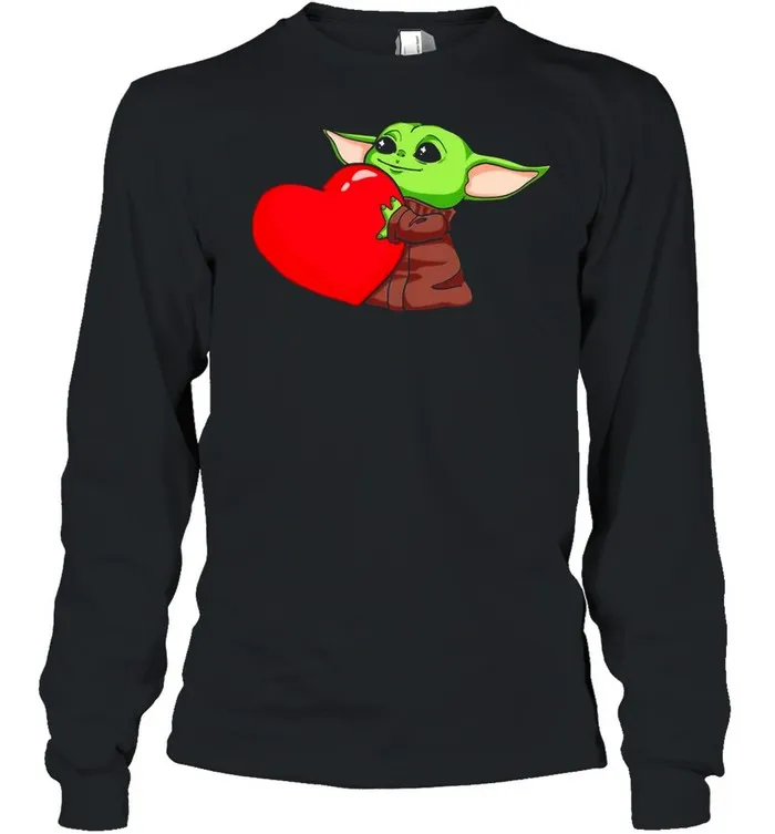 Baby Yoda Cute Hug Heart Happy Valentine 2021 shirt - Image 3