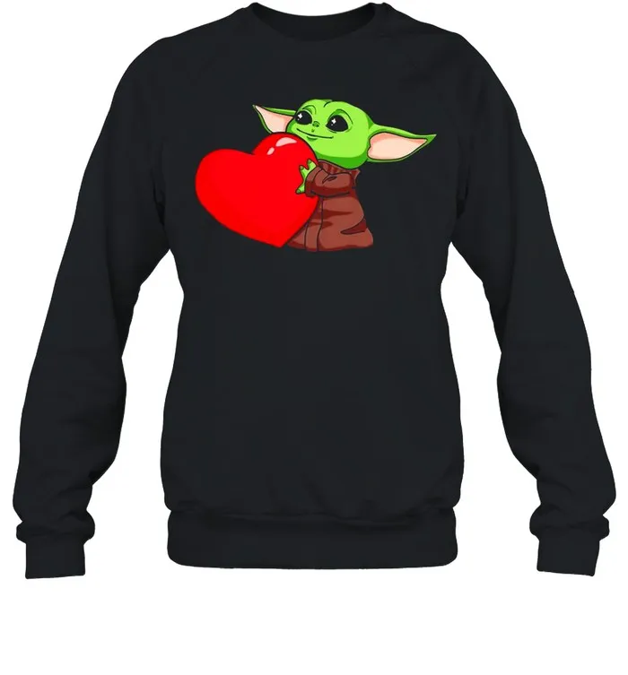 Baby Yoda Cute Hug Heart Happy Valentine 2021 shirt - Image 4