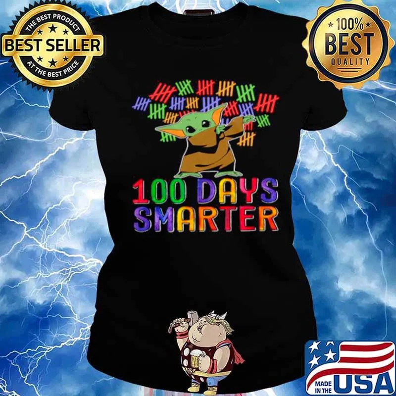 Baby Yoda Dabbing 100 Days Smarter Color s Ladies tee