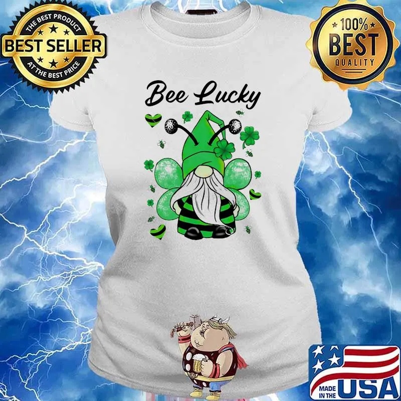 Bee Lucky Irish Gnome Patrick’s Day Shirt Ladies tee