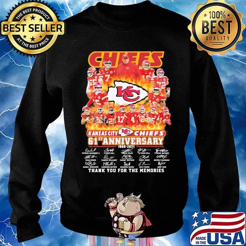 Chiefs Kansas City 61st Anniversary 1960 2021 Thank You For The Memories Signature Shirt Sweater
