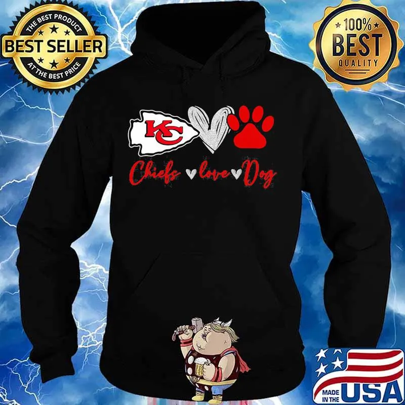 Chiefs Love Dogs Heart Red Football Shirt Hoodie