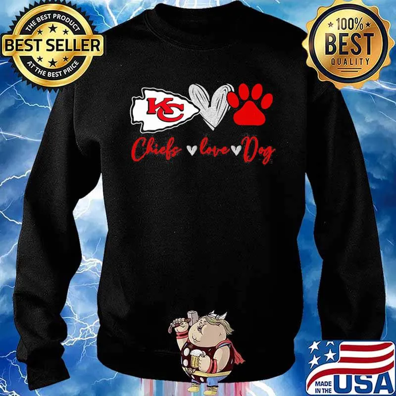 Chiefs Love Dogs Heart Red Football Shirt Sweater