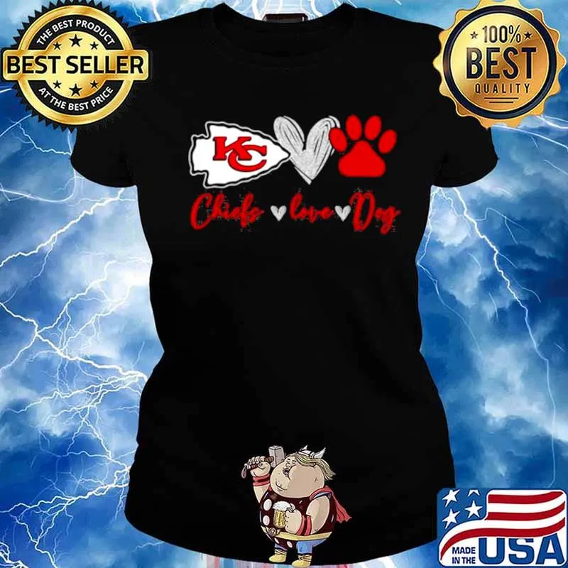 Chiefs Love Dogs Heart Red Football shirt.jgp Ladies tee