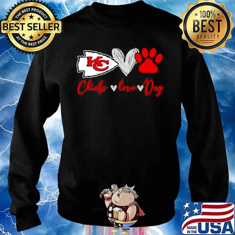 Chiefs Love Dogs Heart Red Football shirt.jgp Sweater