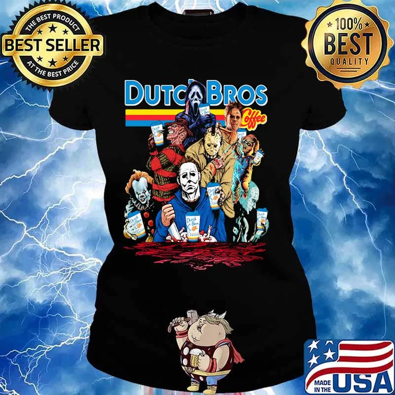 Collectibles Horror Characters Dutch Bros Coffee Shirt Ladies tee