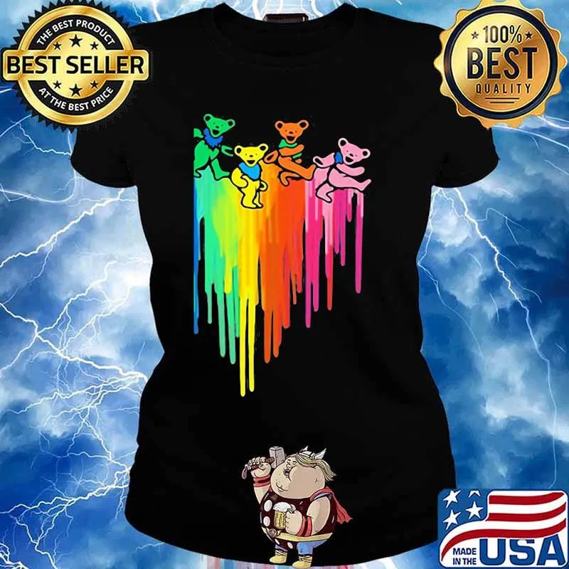 Dacing Bear Grateful Dead Rainbow Shirt Ladies tee