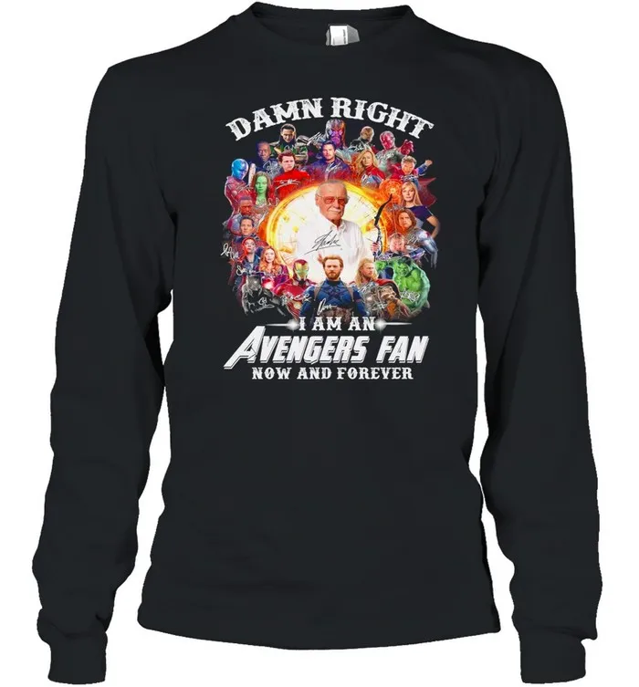 Damn Right Im An Avengers Fan Now And Forever Signatures 2021 shirt - Image 4