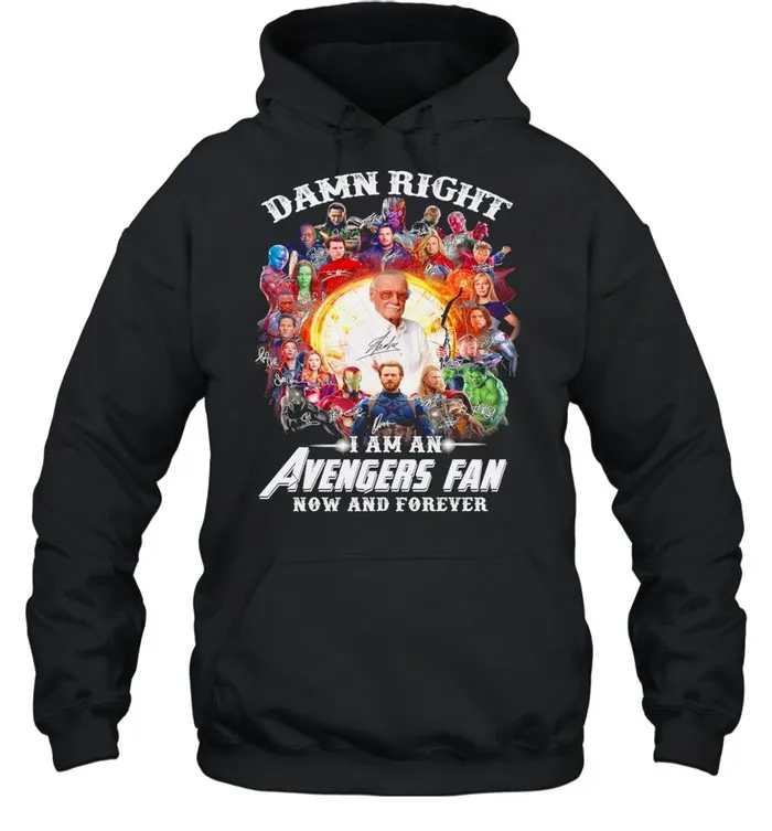 Damn Right Im An Avengers Fan Now And Forever Signatures 2021 shirt - Image 5