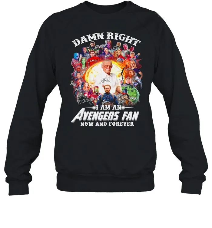 Damn Right Im An Avengers Fan Now And Forever Signatures 2021 shirt - Image 5