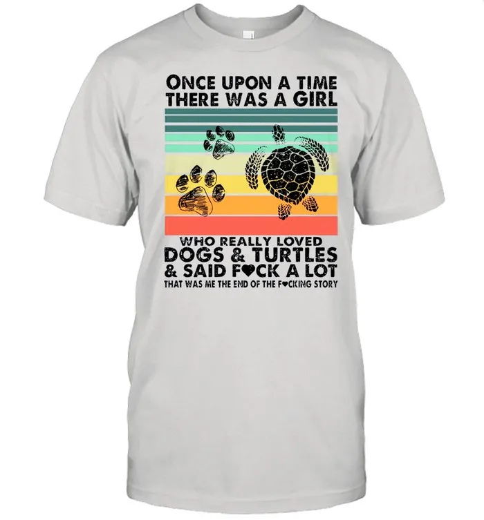 Dogs And Turtles Once Upon A Time There Was A Girl Who Really Love 2021 Vintage shirt Classic Mens T-shirt