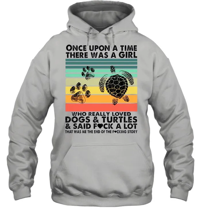 Dogs And Turtles Once Upon A Time There Was A Girl Who Really Love 2021 Vintage shirt Classic Mens T-shirt - Image 4