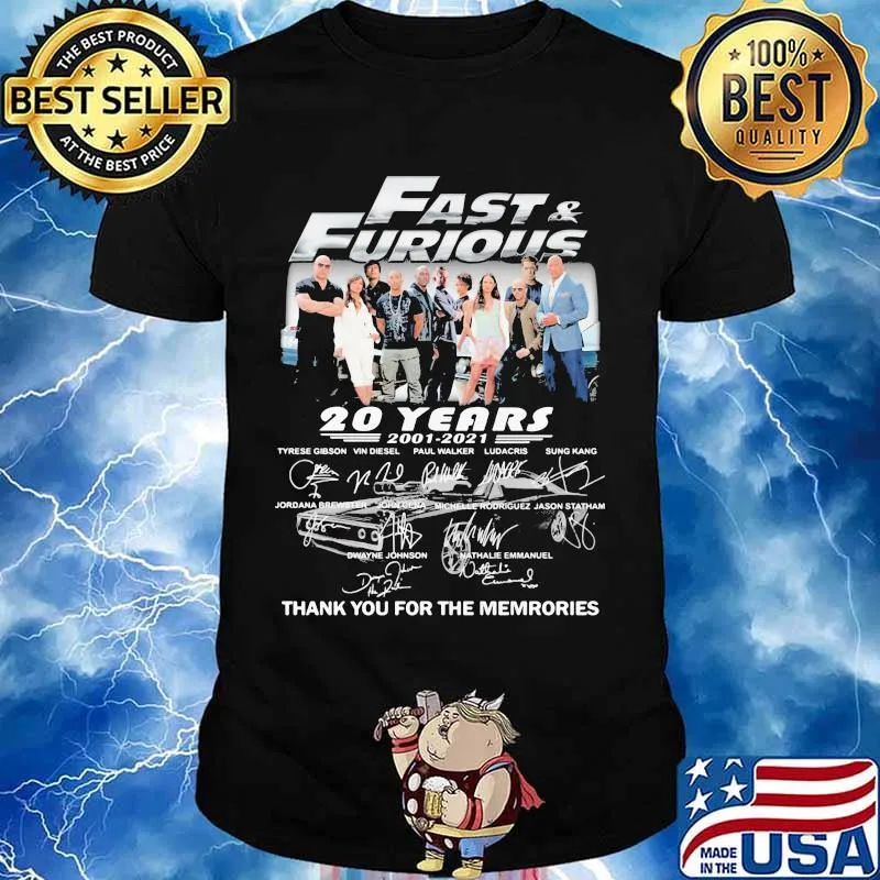 Fast And Furious 20 Years 2001 2021 Thank You For The Memories Signature Shirt