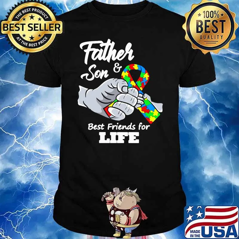 Father And Son Best Friends For Life Ribbon Autism Awareness Ribbon Shirt