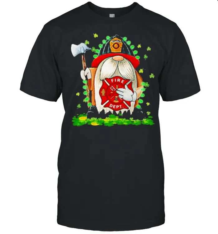 Firefighter gnome patricks day shamrock shirt