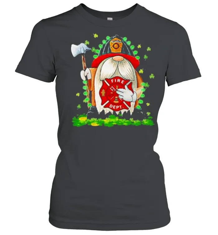 Firefighter gnome patricks day shamrock shirt - Image 3