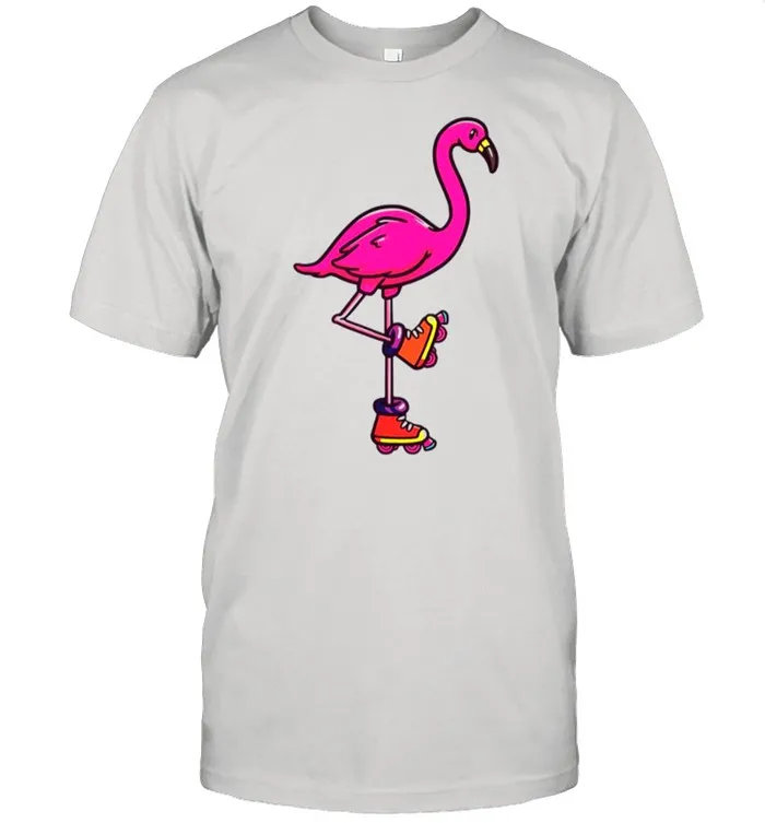Flamingo Rollerblading shirt Classic Mens T-shirt
