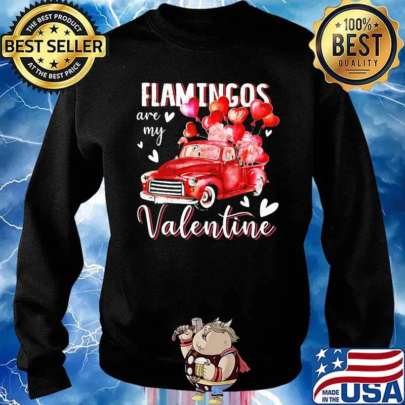 Flamingos Are My Valentine Heart Car Red Shirt Sweater