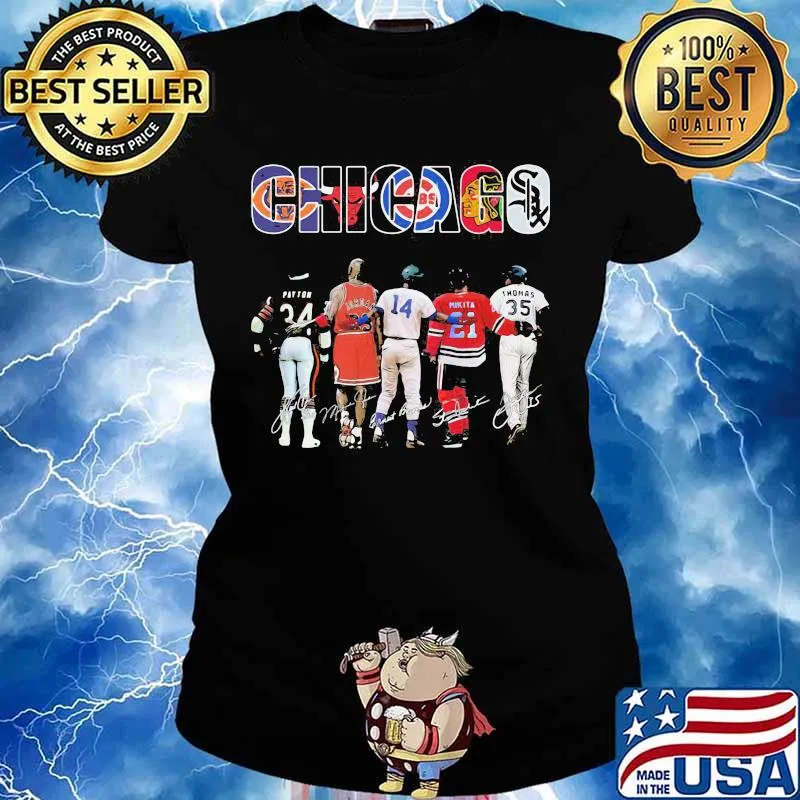 Football Team Chicago Bear Bulls Blackhawks Clubs And White Sox Shirt Ladies tee