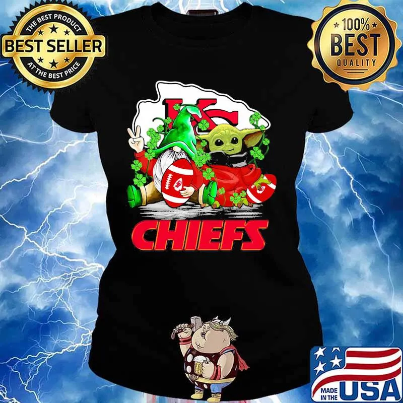 Gnome And Baby Yoda Chiefs Football Patrick’s Day Shirt Ladies tee