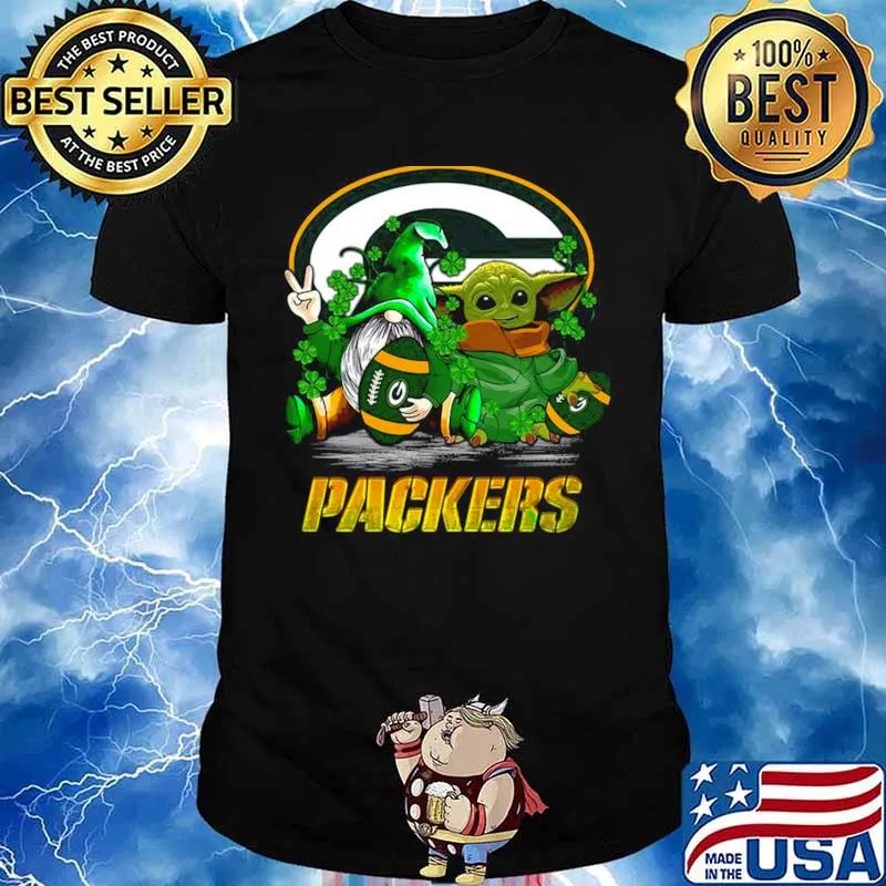 Gnome and Baby Yoda hug Green Bay Packers St Patrick’s Day s Unisex