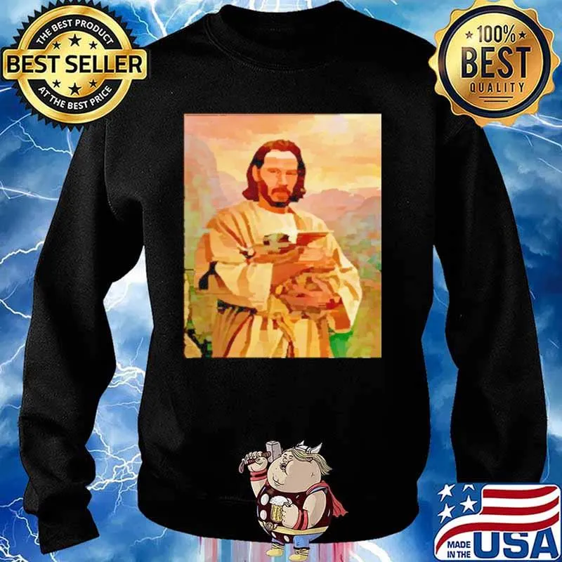 God Keanu Reeves Hug Baby Yoda Sweater