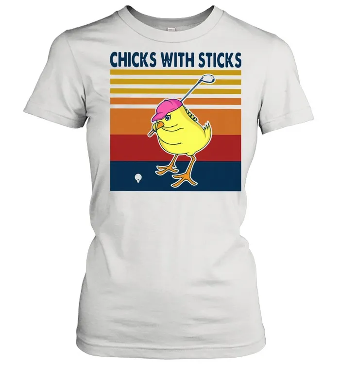 Golf Chicks With Sticks Vintage shirt Classic Mens T-shirt - Image 3