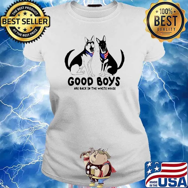 Good Boys Are Back In The White House Dogs American Flag Shirt Ladies tee