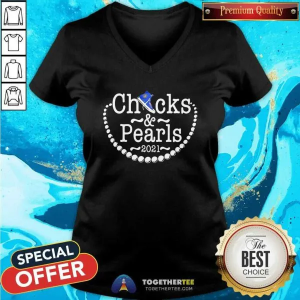 Good Kamala Harris Chucks And Pearls 2021 Blue Converse Tee Shirt - Image 3