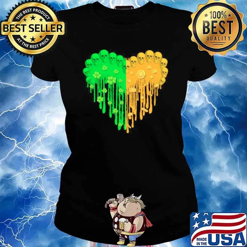 Heart Hippie Skulls Happy St Patricks Day 2021 Ladies tee
