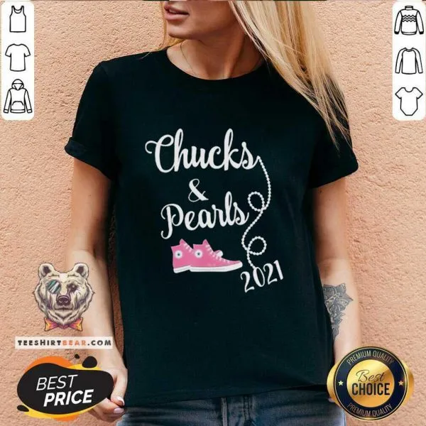 Hurt Converse Sneakers Chucks And Pearls 2021 Kamala Harris Shirt - Image 3