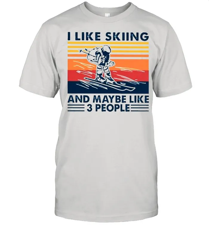 I like skiing and maybe like 3 people vintage shirt Classic Mens T-shirt
