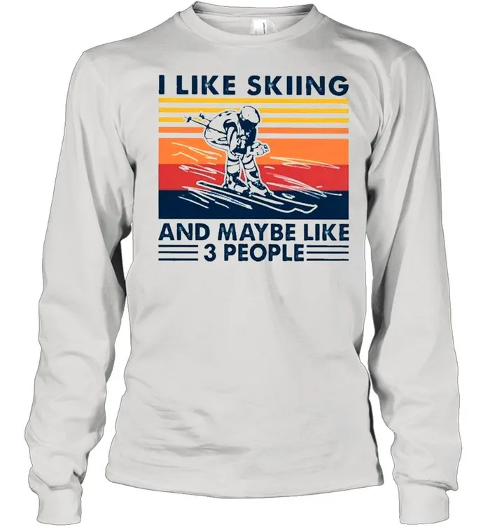 I like skiing and maybe like 3 people vintage shirt Classic Mens T-shirt - Image 3