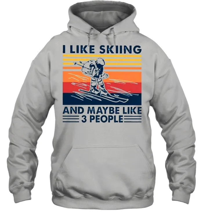 I like skiing and maybe like 3 people vintage shirt Classic Mens T-shirt - Image 5