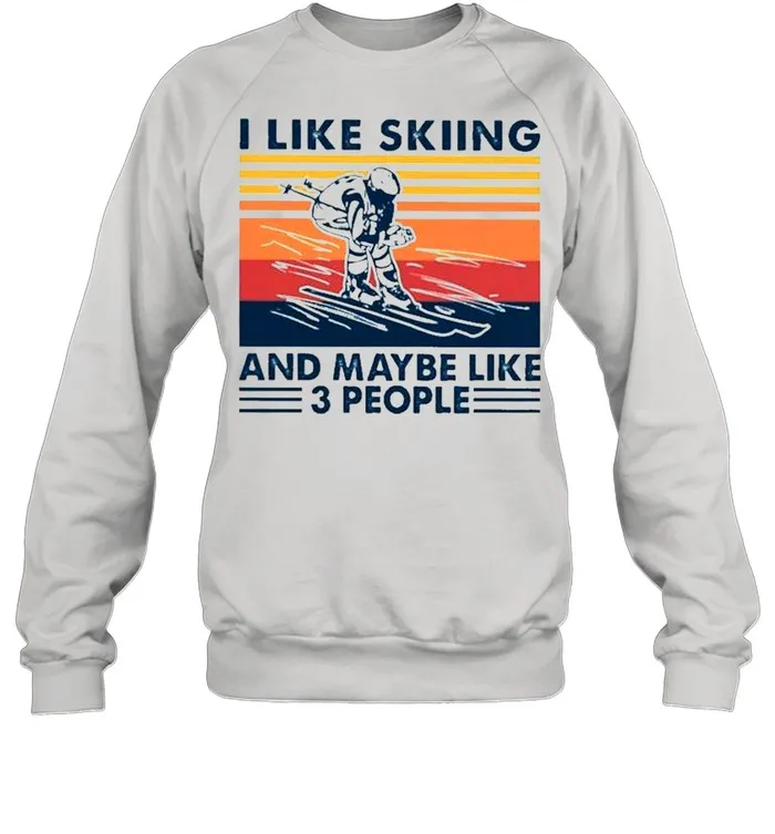 I like skiing and maybe like 3 people vintage shirt Classic Mens T-shirt - Image 4