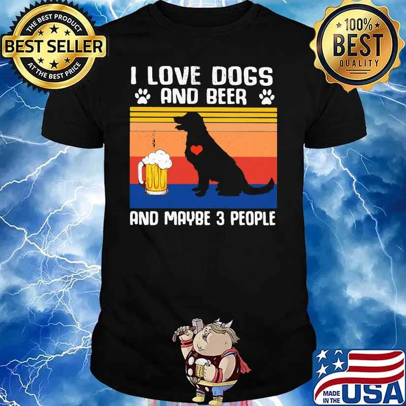 I Love Dogs And Beer And Maybe Three People Vintage Shirt