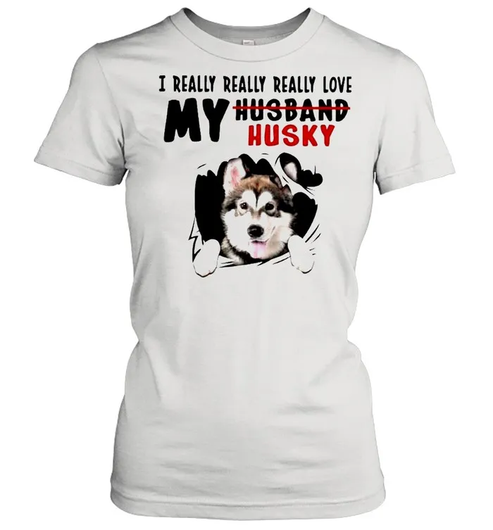 I really really really love my husband husky shirt Classic Mens T-shirt - Image 3