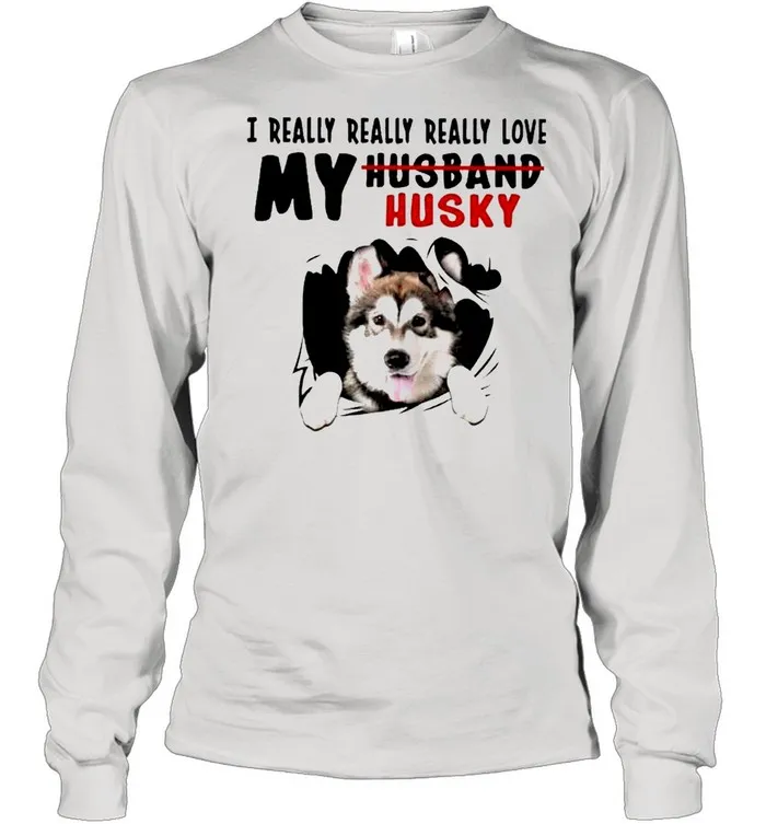 I really really really love my husband husky shirt Classic Mens T-shirt - Image 4