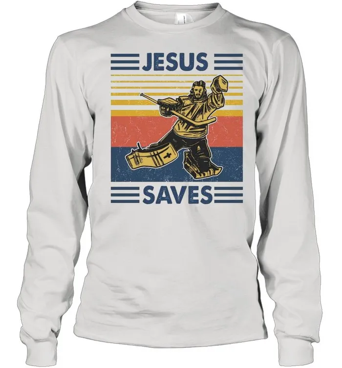 Ice Hockey By Jesus Saves 2021 Vintage shirt Classic Mens T-shirt - Image 4