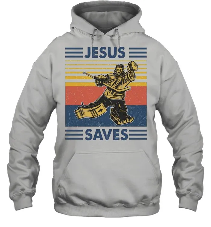 Ice Hockey By Jesus Saves 2021 Vintage shirt Classic Mens T-shirt - Image 5