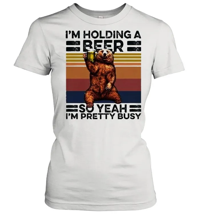 Im holding a beer so yeah im pretty busy vintage shirt Classic Mens T-shirt - Image 3
