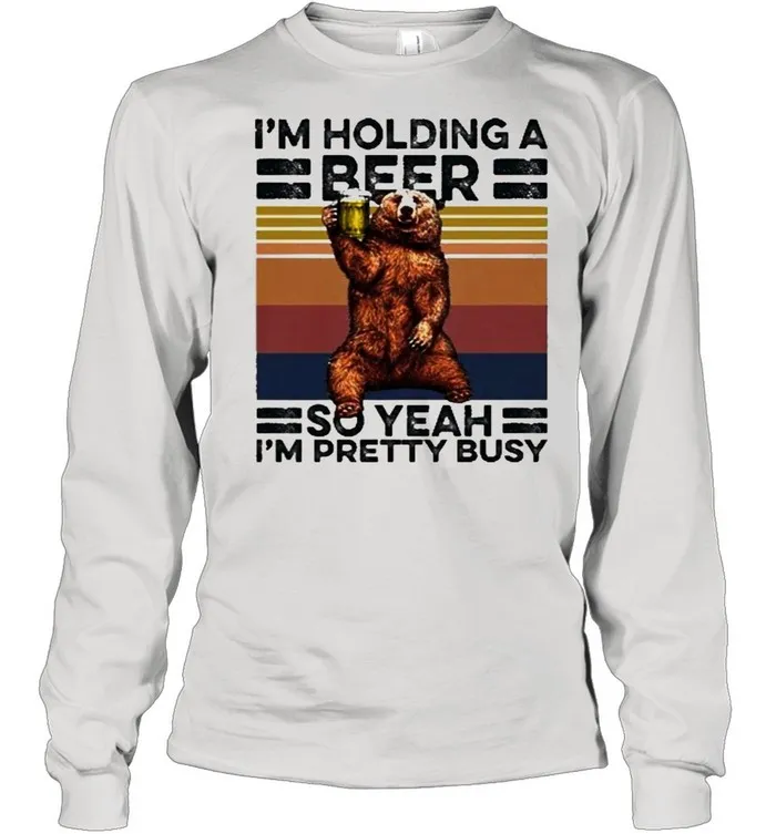 Im holding a beer so yeah im pretty busy vintage shirt Classic Mens T-shirt - Image 4