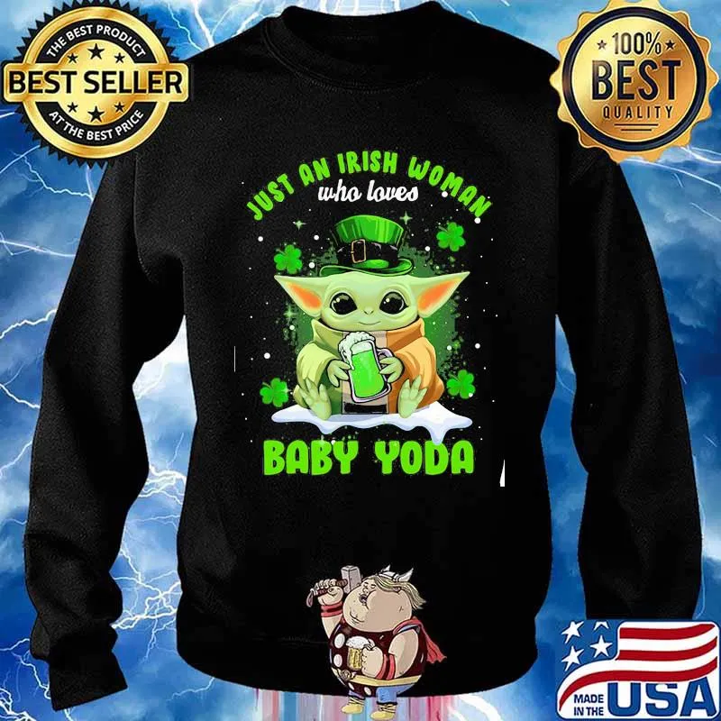 Just An Irish Woman Who Loves Baby Yoda Patrick’s Day Shirt Sweater