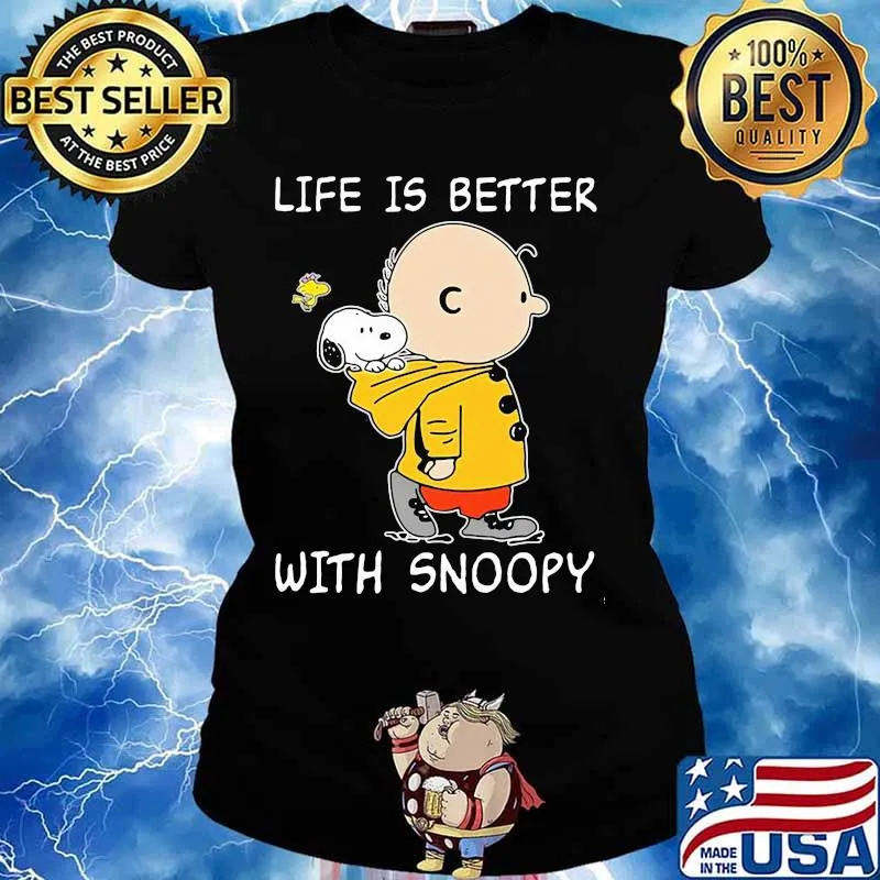 Life Is Better With Snoopy Charlie Woodstock Shirt Ladies tee
